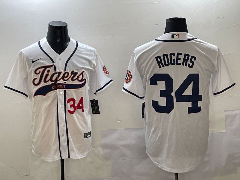 Men Detroit Tigers 34 Rogers White Jointly Name 2025 Nike MLB Jersey style 3